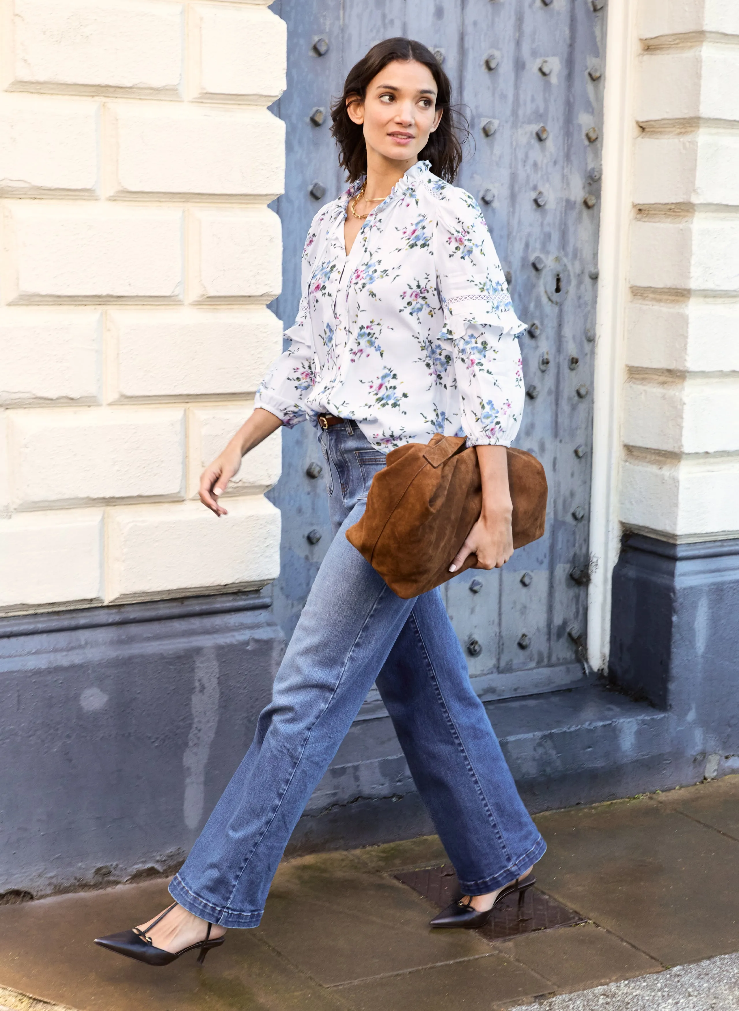 Clemenza Romantic Blouse - White Bouquet | Baukjen